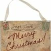 Primitives By Kathy Vintage Merry Christmas Postcard Sign