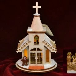 Ginger Cottages Chapel With Nativity Balsa Wood Ornament