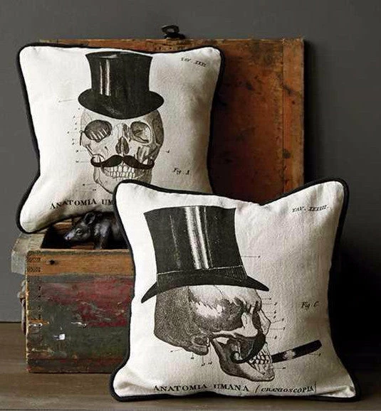 Creative Co-Op Anatomical Skull Dandies Pillows - Set Of 2