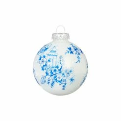 Raz New! Chinese Blossom Ball Ornament, Blue & White