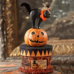 Bethany Lowe Halloween Party Cat On Box Container