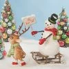 Bethany Lowe Oh What Fun! Reindeer Pulling Snowman On Sled New!