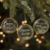 Bethany Lowe Black And Gold Christmas Greetings Dome Ornaments
