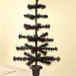 The Holiday Barn Bethany Lowe Black Feather Tree In Urn