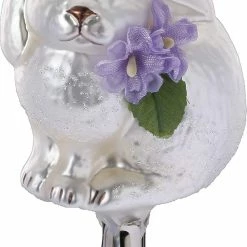Inge Glass White Bunny Rabbit Clip Ornament New!