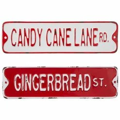 Raz Candy Cane Lane And Gingerbread Street Signs