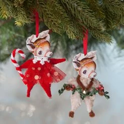 Bethany Lowe Chenille Reindeer Ornaments New!