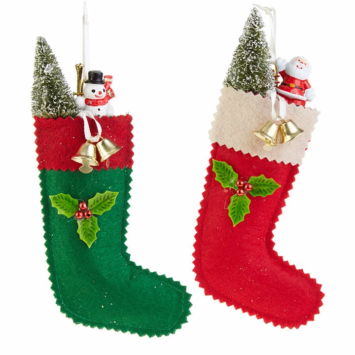 Raz New! Christmas Craft Fair Felt Stocking Ornaments