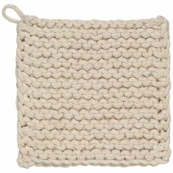 TheHolidayBarn.com Chunky Knit Cotton Potholders, Natural