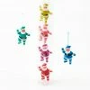 One Hundred 80 Degrees Colorful Retro Santa Ornaments, Flocked New!