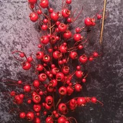 Napco Crabapple Spray, Metallic Red Sparkle Christmas