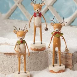 Bethany Lowe New! Dasher, Dancer And Prancer Reindeer Figurines