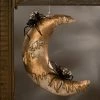 Bethany Lowe New! Dripping Gold Moon With Spiders, Paper Mache