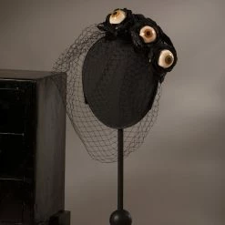 Bethany Lowe Black Rose Eyeball Headband With Veil