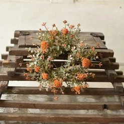 TheHolidayBarn.com Fall Flower Candle Ring, Orange 3"