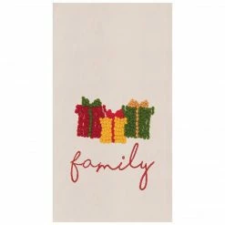 TheHolidayBarn.com "Family" Christmas Gifts Flour Sack Kitchen Towel New!