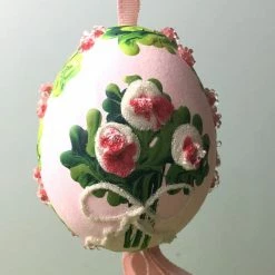 TheHolidayBarn.com New! Pink Flower Bouquet Egg Ornament