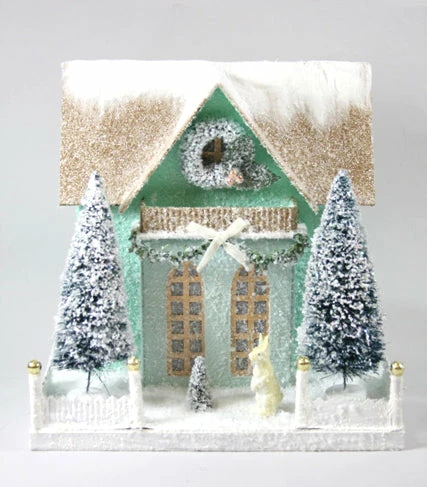 Cody Foster Frosty Cottage With Bunny Putz House New!