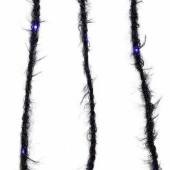 Kurt Adler Fuzzy Black Garland With Purple Lights New!