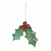 Bethany Lowe Glittered Holly Leaf Ornament New!