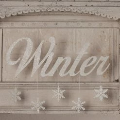 Bethany Lowe Winter Tin Sign With Snowflakes New!
