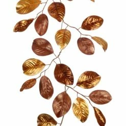 TheHolidayBarn.com New! Gold & Bronze Magnolia Leaf Garland