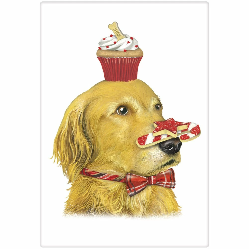 Mary Lake-Thompson Kitchen Golden Retriever Balancing Act Flour Sack Towel