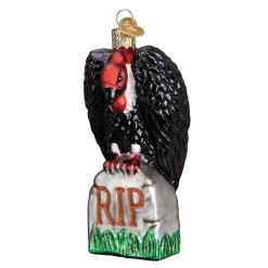 Old World Christmas Halloween Vulture On Tombstone Ornament
