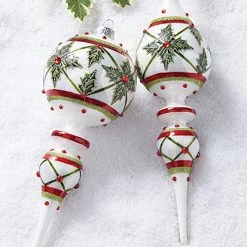 Raz Holly Finial Ornaments New!