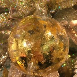 Winward Jim Marvin Gold Metallic Leaf Clear Glass Ornaments New!