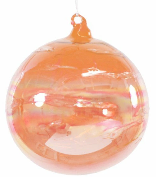 TheHolidayBarn.com Jim Marvin Iridescent Peach Art Glass Ball Ornaments Jim Marvin Ornaments