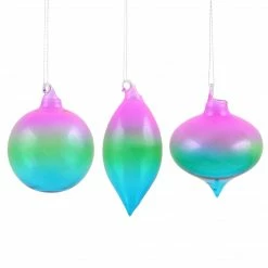 Winward Jim Marvin Blue, Green, Fuchsia Ombre Kismet Glass Ornaments