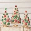 Bethany Lowe New! Jolly Bottle Brush Trees With Red And Green Balls