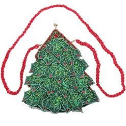 New! Katherine's Collection Beaded Christmas Tree Purse