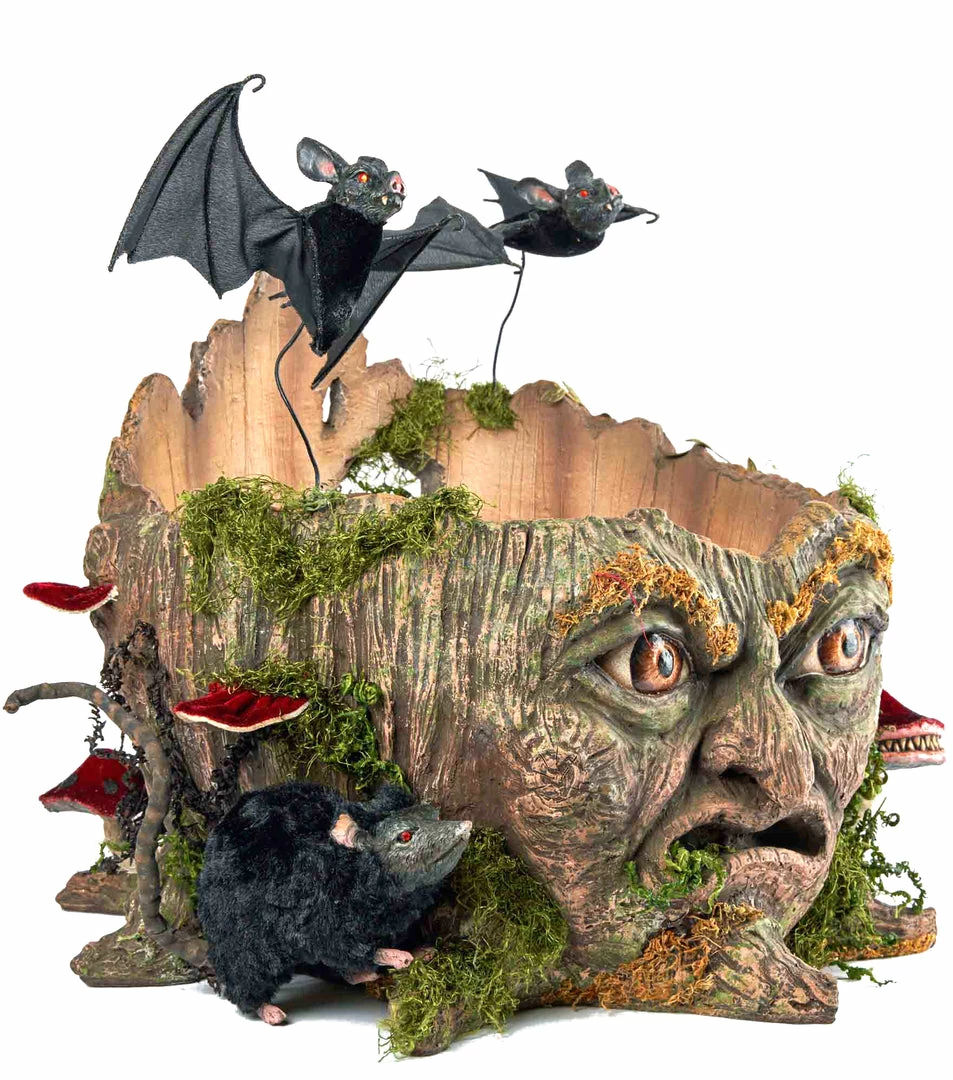 Katherine's Collection Walter Woodard Tree Stump Candy Container New!