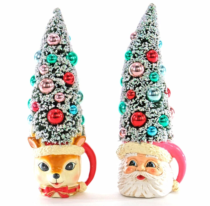 New! Katherine's Collection Retro Christmas Tree Mugs