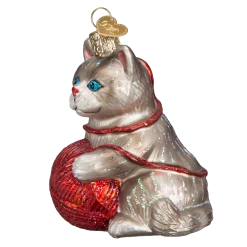 Old World Christmas Playful Kitten With Yarn Ball Ornaments