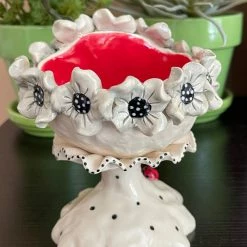 Teyros New! Lady Head Art Pottery Container, Daisy Ruff 2
