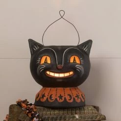 Bethany Lowe New! Magic Catty Jack Lantern, Paper Mache