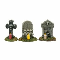 Department 56 Halloween Mini Tombstones With LED Lights