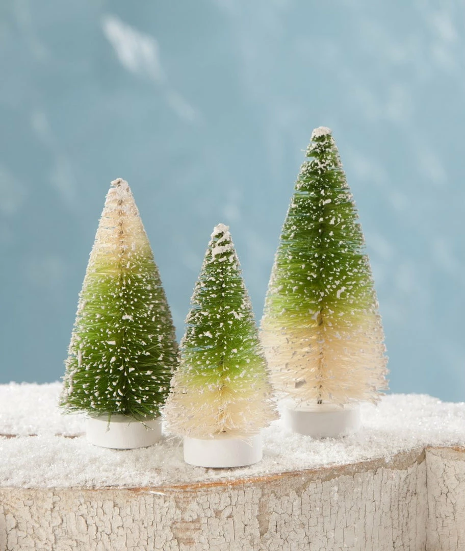 Bethany Lowe New! Mini Green Ombre Bottle Brush Trees