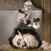 Bethany Lowe Miss Skeleton On Pumpkin New!