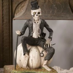 TheHolidayBarn.com Mr. Skeleton On Pumpkin New!