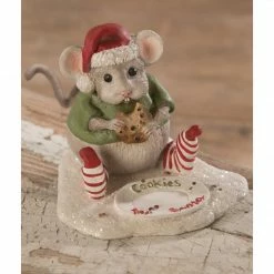 Bethany Lowe New! Nibbles Mouse With Cookie For Santa Figurine