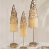 Bethany Lowe Peaceful Gold Glitter Bottle Brush Trees