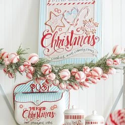 Raz New! Peppermint Candy Swirl Ball Garland