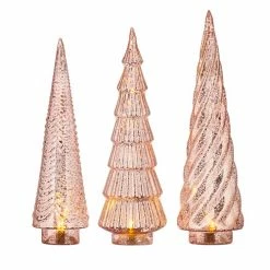 Raz Pink Mercury Glass Trees With Lights
