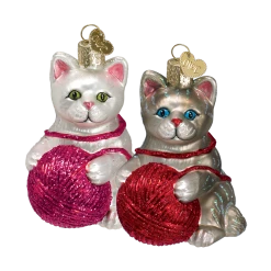 Old World Christmas Playful Kitten With Yarn Ball Ornaments