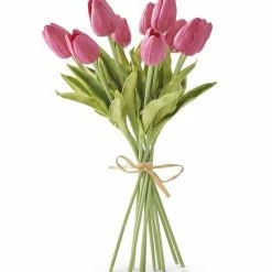 K&K Interiors Realistic Tulips, Fuchsia