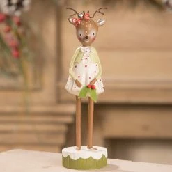 Bethany Lowe Reindeer With Holly Figurine